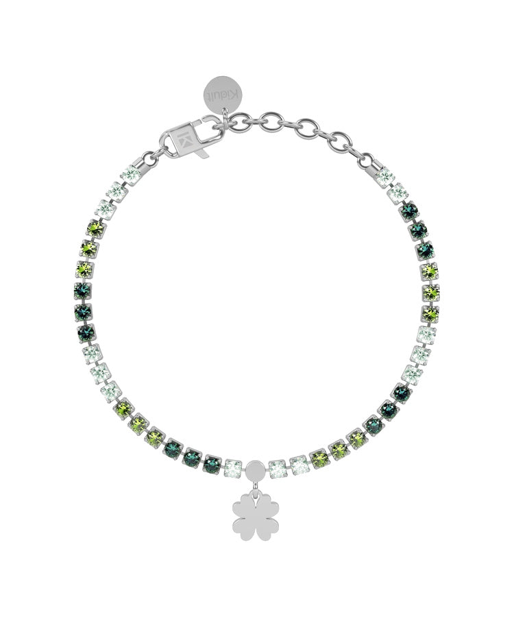 Pulseira tennis verde com trevo-de-4-folhas Kidult