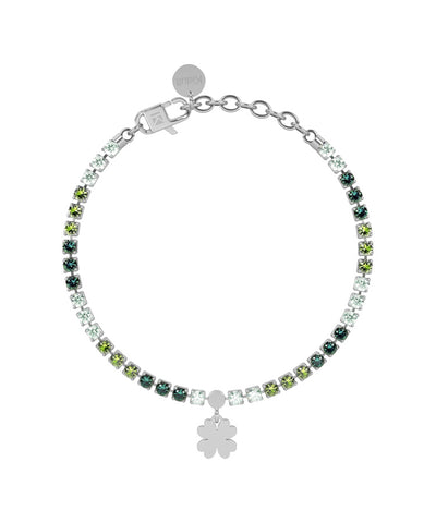 Pulseira tennis verde com trevo-de-4-folhas Kidult