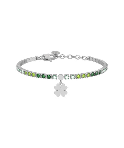 Pulseira tennis verde com trevo-de-4-folhas Kidult