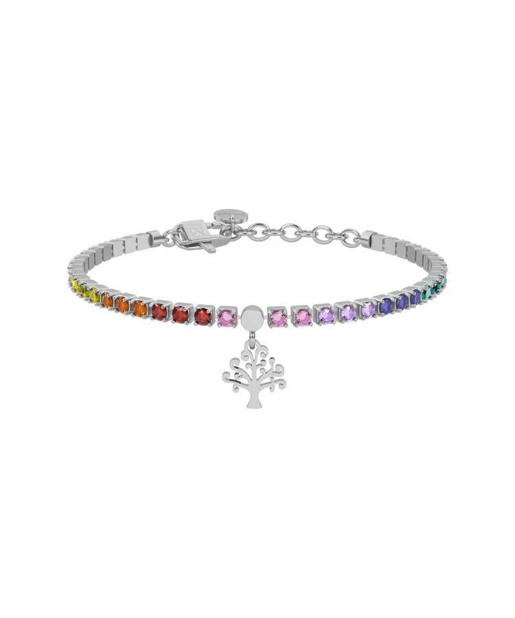 Pulseira tennis multicolorida com árvore-da-vida Kidult