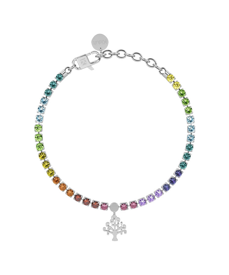 Pulseira tennis multicolorida com árvore-da-vida Kidult
