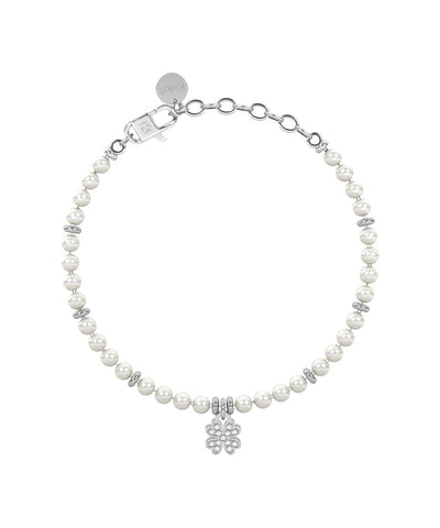Pulseira Kidult com Pérolas e Trevo de Quatro Folhas