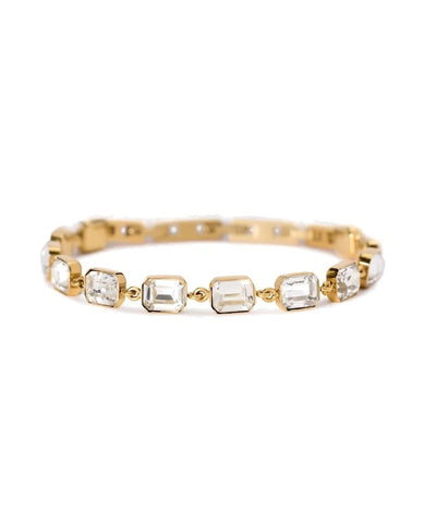 Pulseira dourada com cristais brancos
