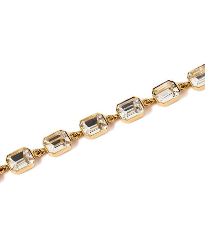 Pulseira dourada com cristais brancos