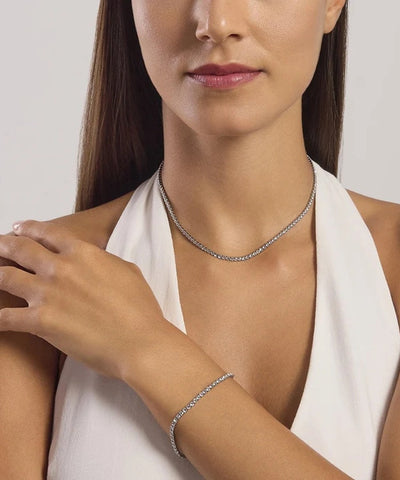 Pulseira tennis com cristais brancos