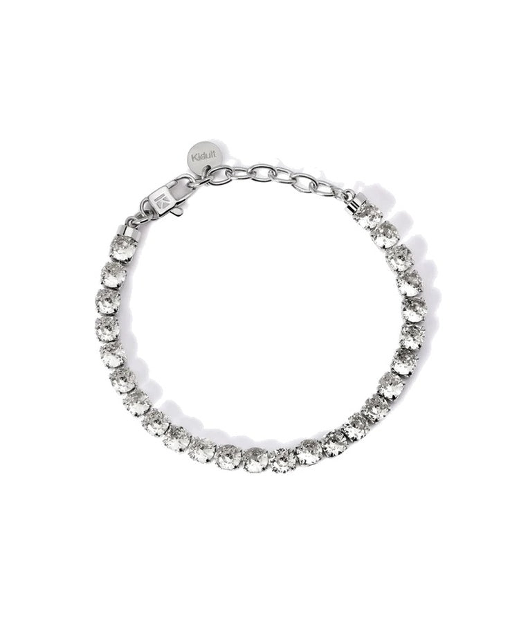 Pulseira tennis com cristais brancos
