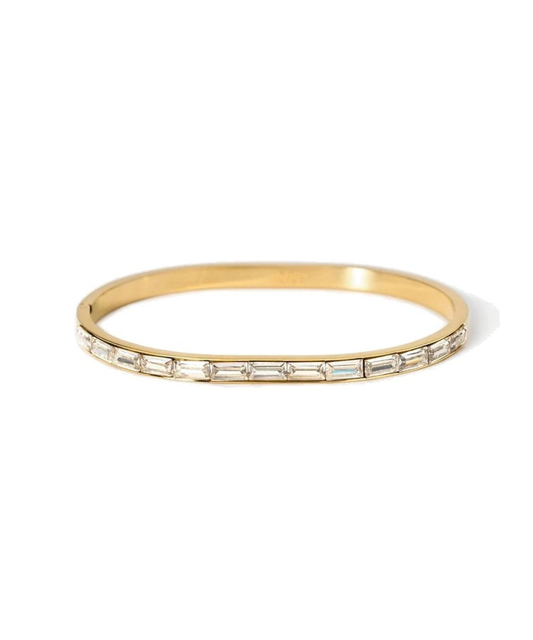 Pulseira rígida em aço dourado e zircónias