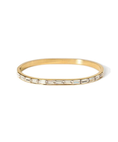 Pulseira rígida em aço dourado e zircónias