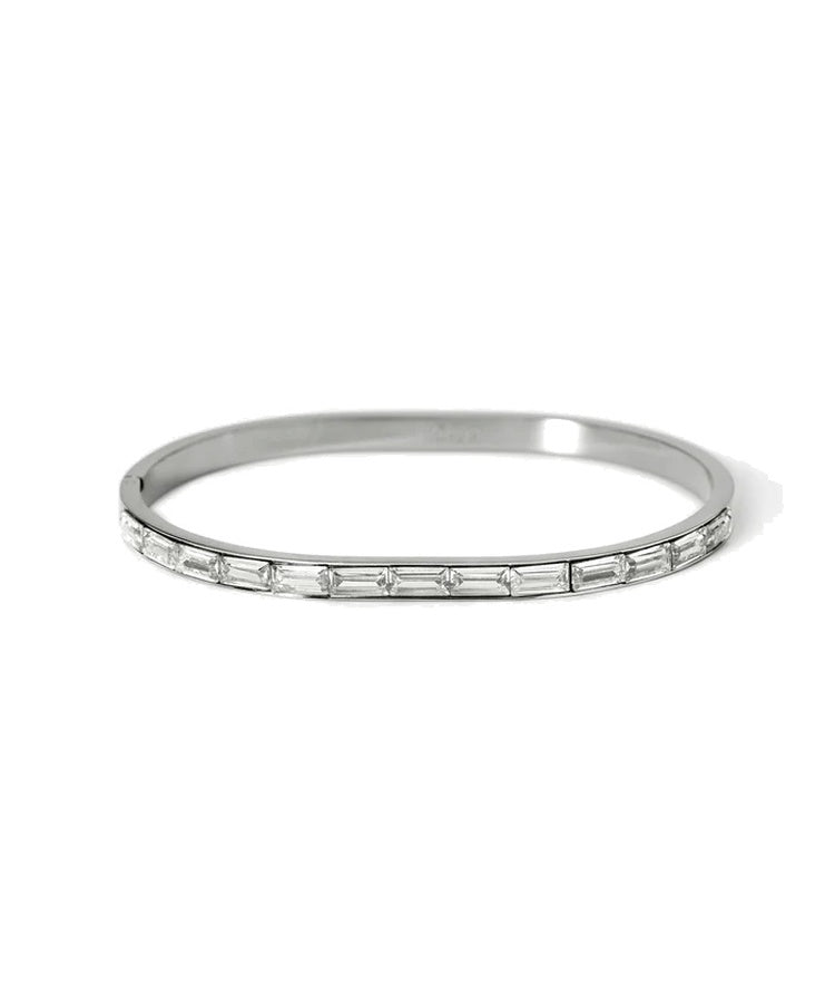 Pulseira rígida em aço e zircónias
