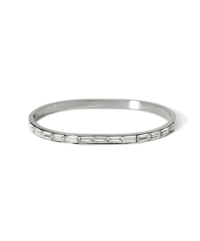 Pulseira rígida em aço e zircónias