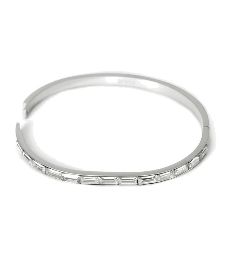 Pulseira rígida em aço e zircónias