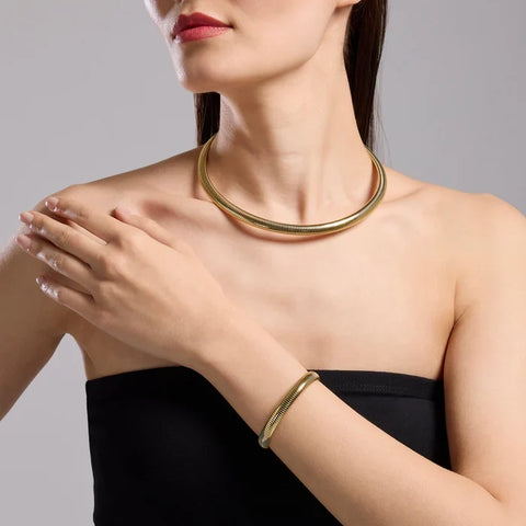 Pulseira tubogás em aço dourado