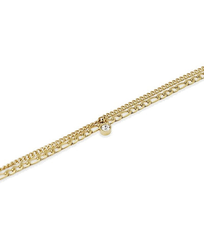Pulseira dourada com correntes e pingente