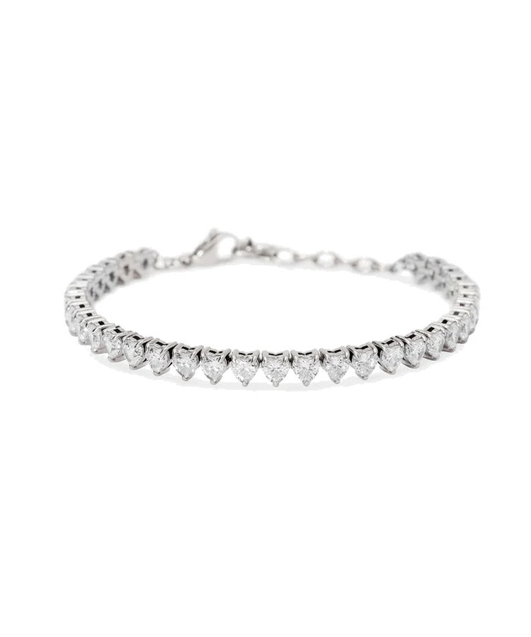 Pulseira tennis coração com zircónias brancas