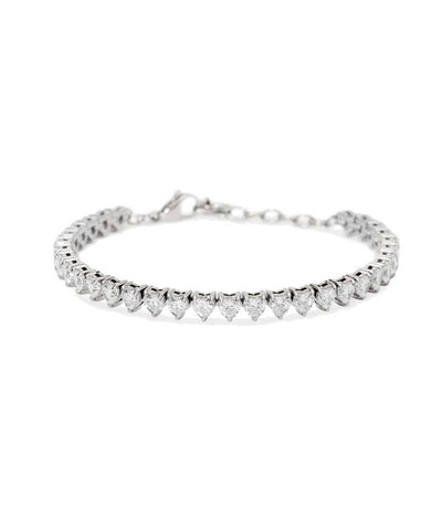 Pulseira tennis coração com zircónias brancas