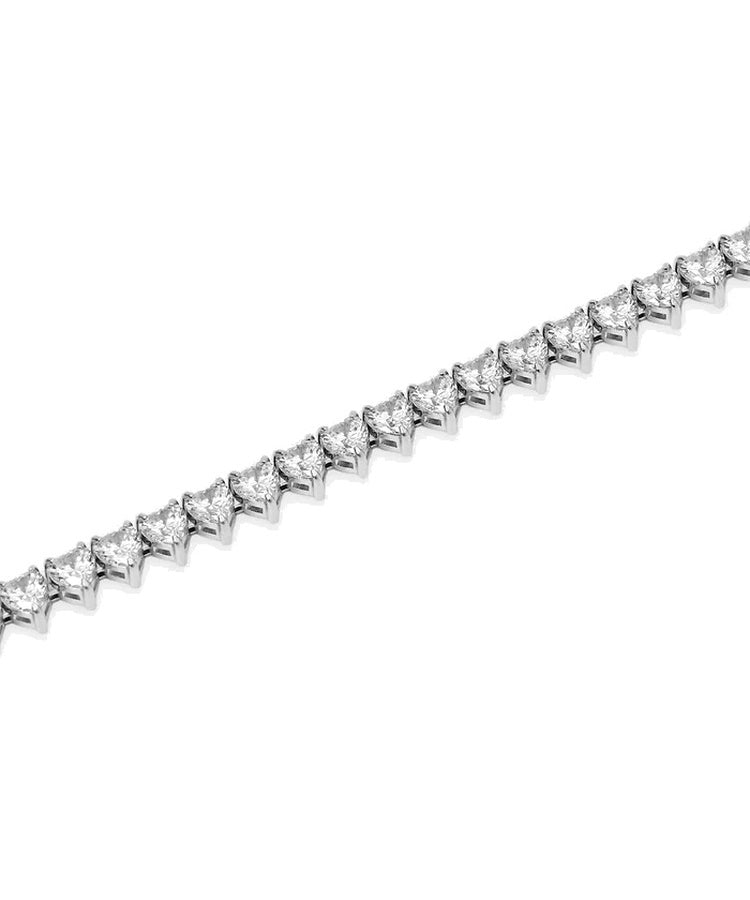 Pulseira tennis coração com zircónias brancas