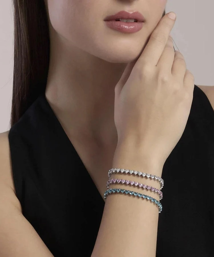 Pulseira tennis coração com zircónias brancas