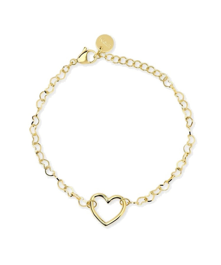 Pulseira de coração em aço dourado