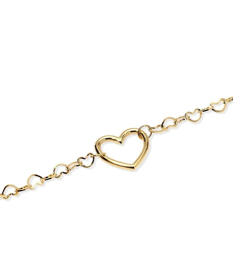 Pulseira de coração em aço dourado