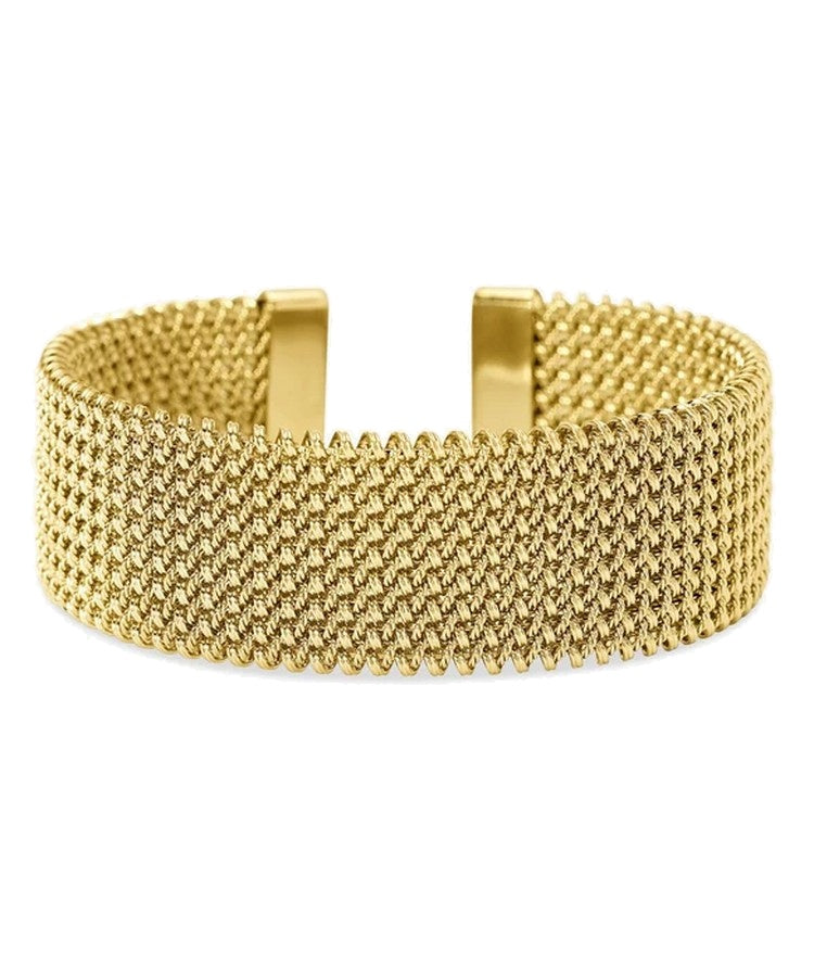Pulseira cuff dourada com malha mesh Kidult