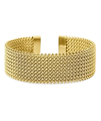 Pulseira cuff dourada com malha mesh Kidult