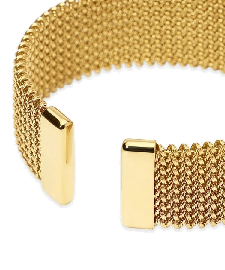 Pulseira cuff dourada com malha mesh Kidult