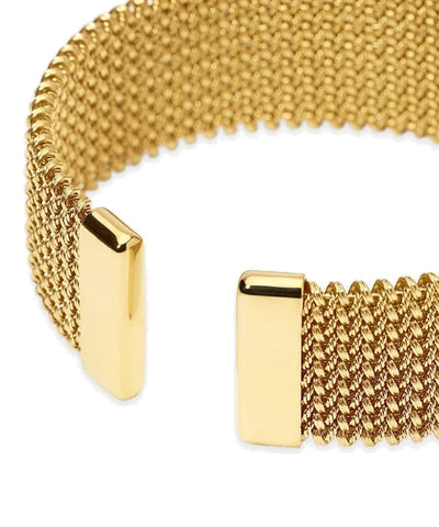 Pulseira cuff dourada com malha mesh Kidult