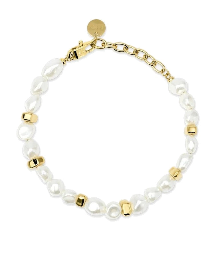 Pulseira dourada com pérolas de concha Kidult