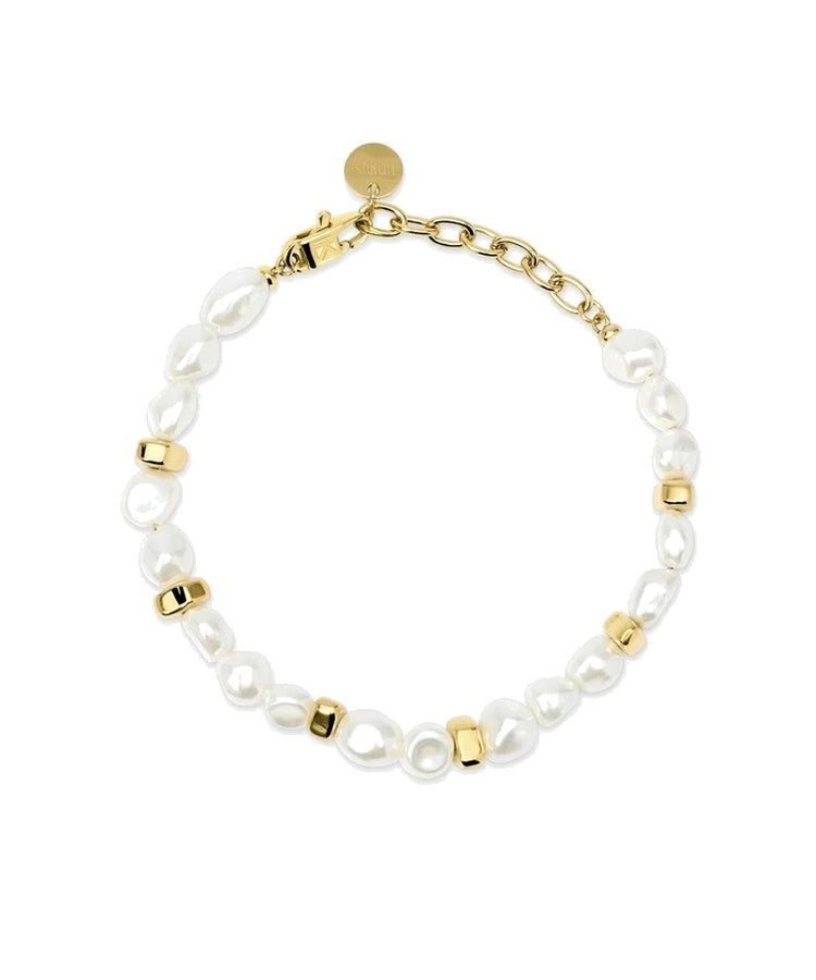 Pulseira dourada com pérolas de concha