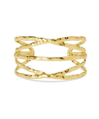 Pulseira cuff em aço dourado