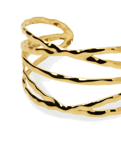 Pulseira cuff em aço dourado