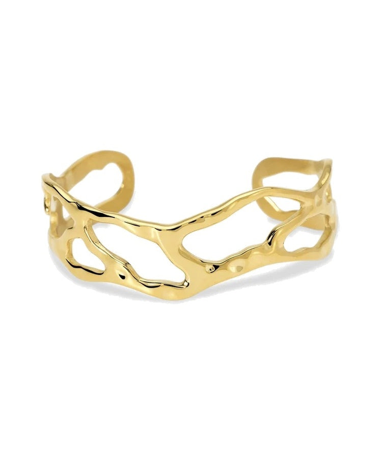 Pulseira cuff em aço dourado
