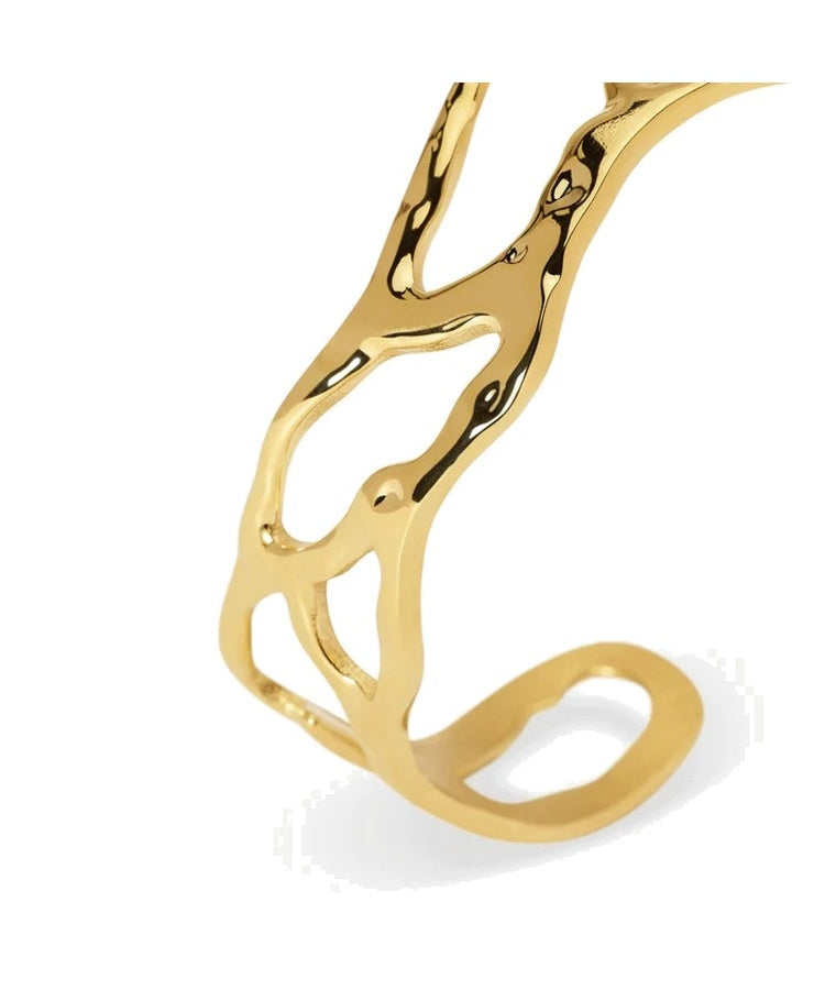 Pulseira cuff em aço dourado
