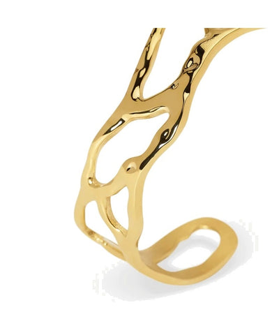 Pulseira cuff em aço dourado