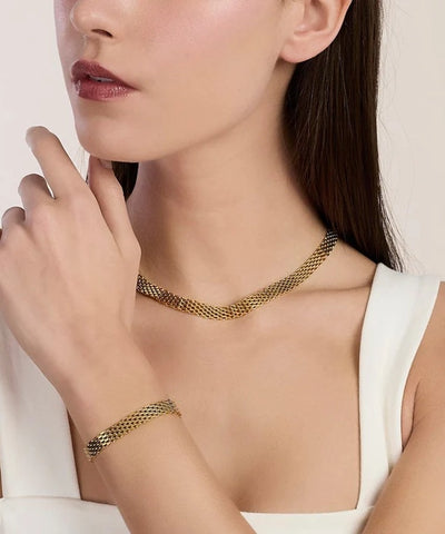 Pulseira dourada ajustável com corrente em malha Kidult