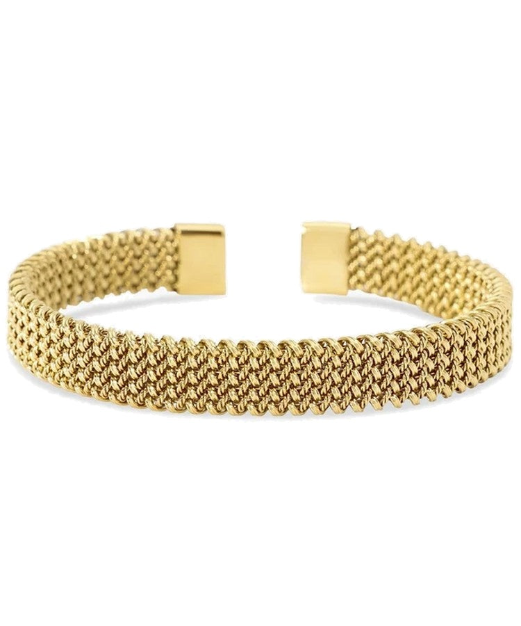 Pulseira cuff dourada com malha mesh Kidult