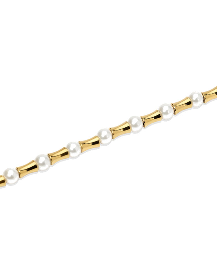 Pulseira Kidult com Elementos de Bambu e Pérolas