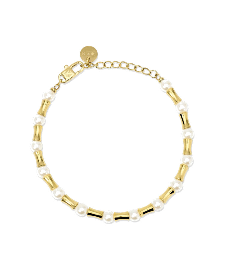 Pulseira Kidult com Elementos de Bambu e Pérolas