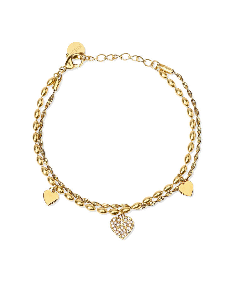 Pulseira Kidult com Corações e Cristais