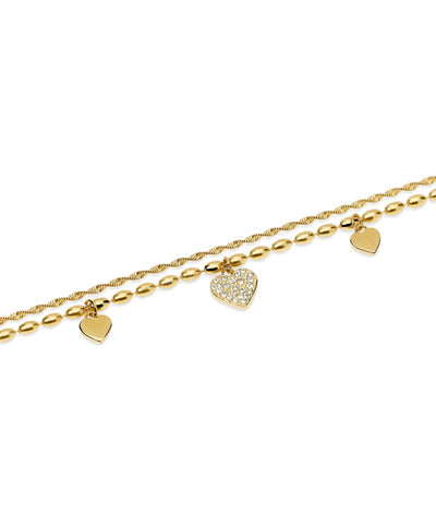 Pulseira Kidult com Corações e Cristais