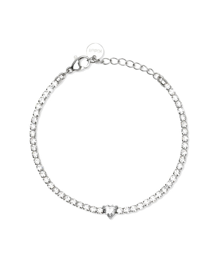 Pulseira Kidult Tennis em Aço com Coração em Zircónia