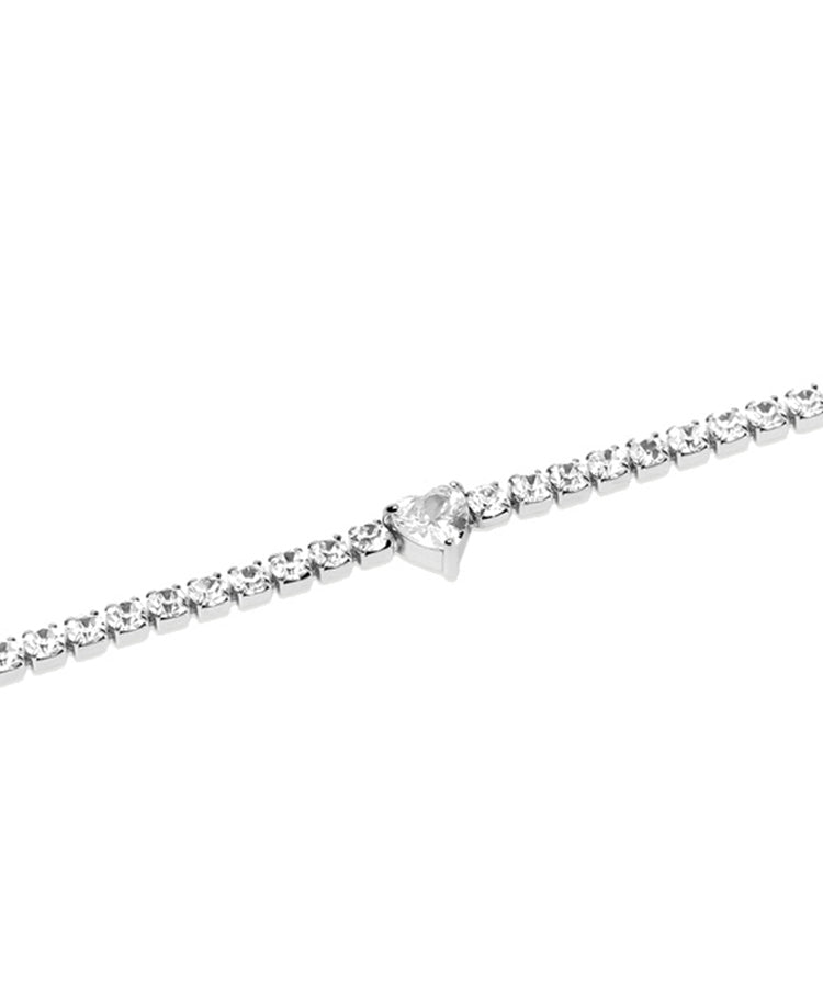 Pulseira Kidult Tennis em Aço com Coração em Zircónia