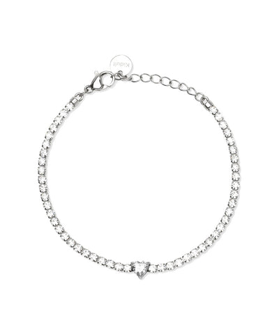 Pulseira Kidult Tennis em Aço com Coração em Zircónia