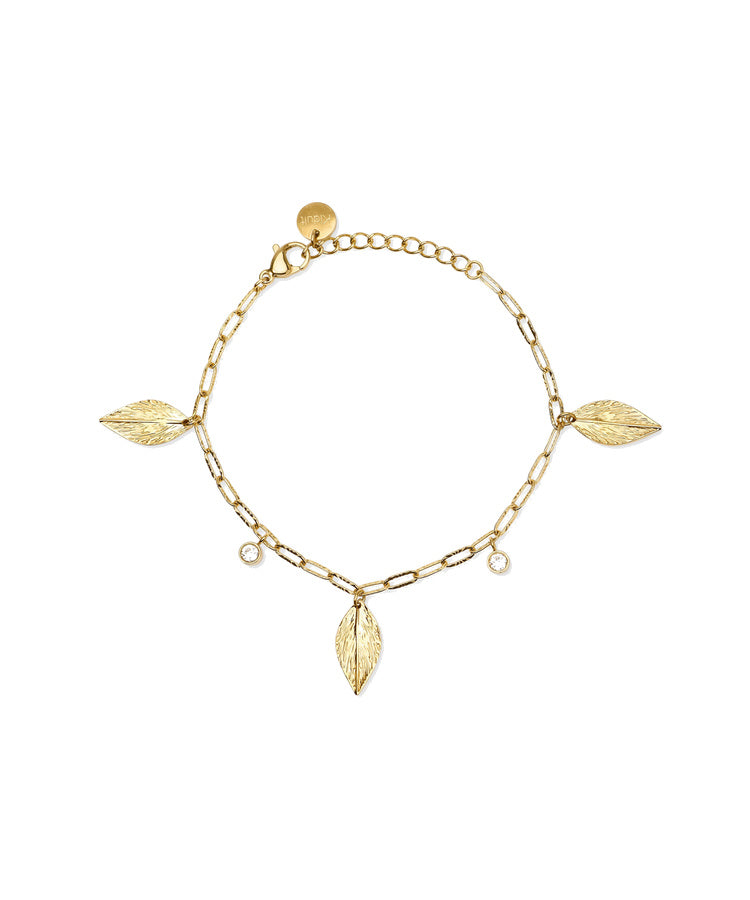 Pulseira Kidult com Corrente Martelada e Folhas
