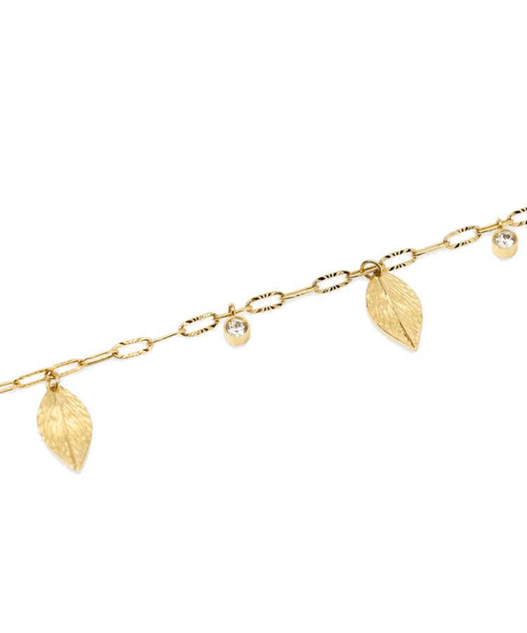 Pulseira Kidult com Corrente Martelada e Folhas