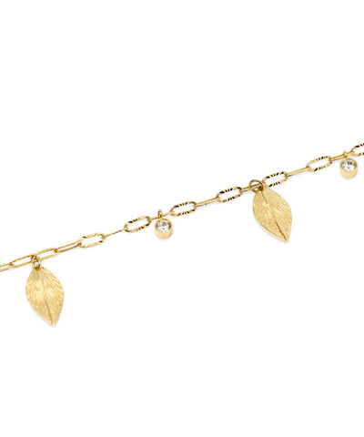 Pulseira Kidult com Corrente Martelada e Folhas