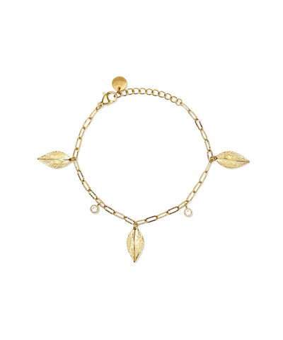 Pulseira Kidult com Corrente Martelada e Folhas