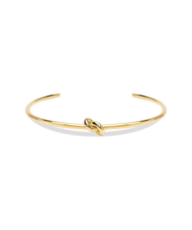 Pulseira Kidult Bangle Aberta Dourada com Nó
