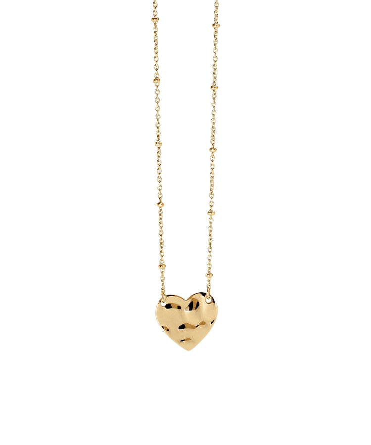 Colar Kidult Dourado com Coração Efeito Martelado