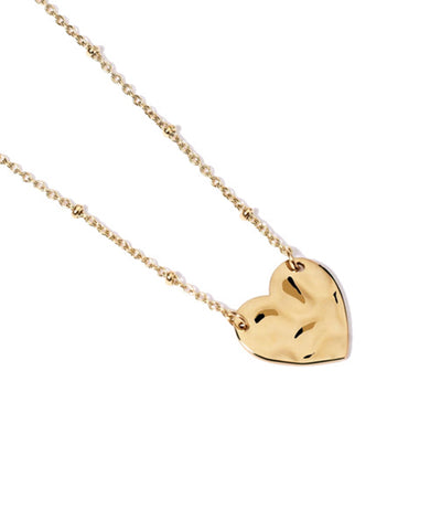 Colar Kidult Dourado com Coração Efeito Martelado